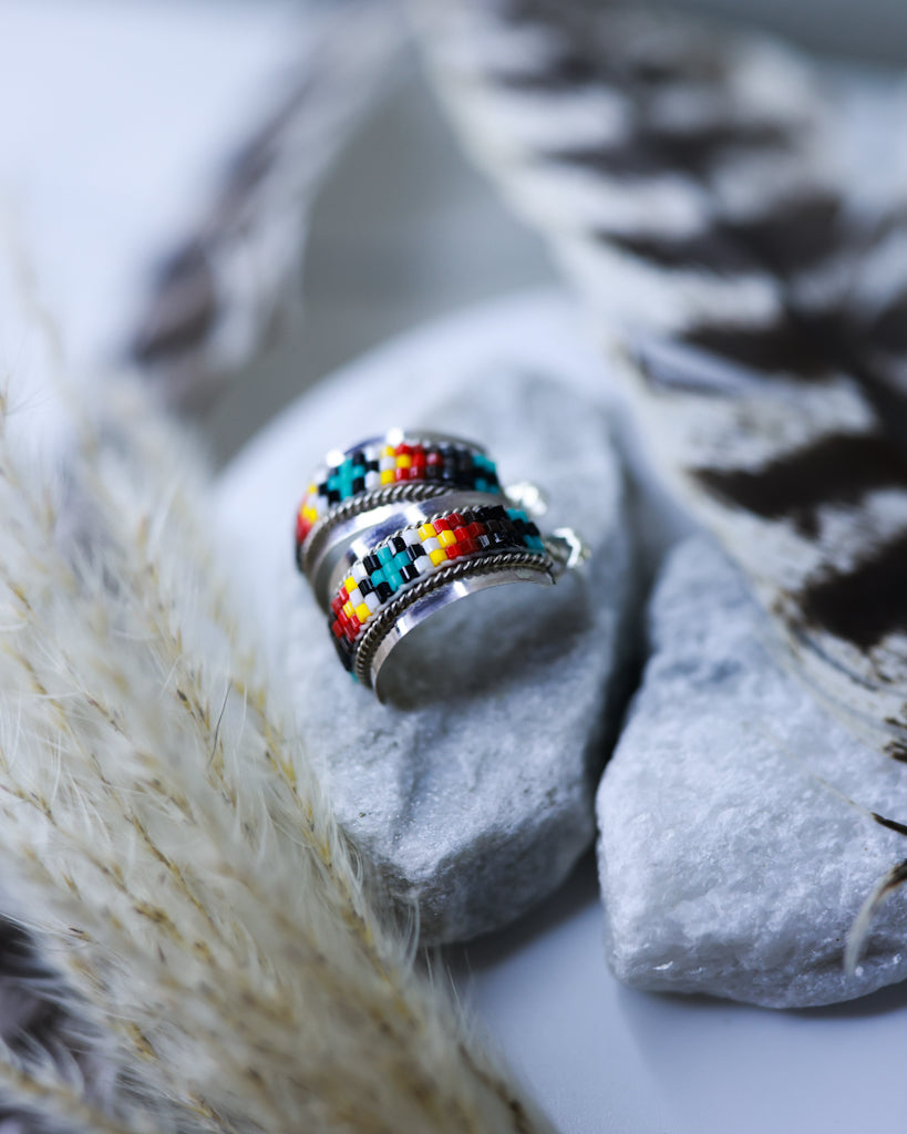 Navajo Beaded Earrings - Smokin' Blues Turquoise