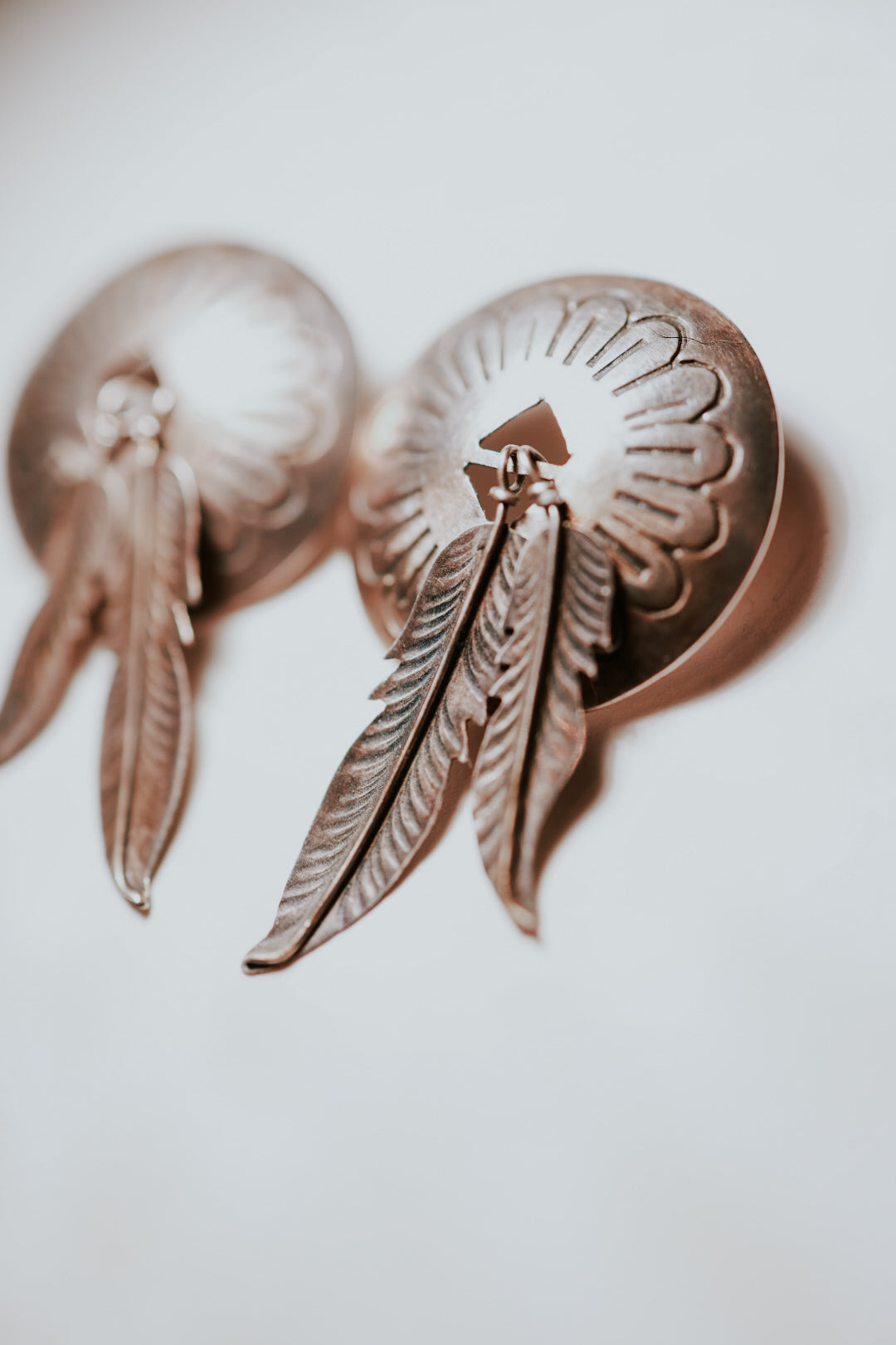 Sterling Silver Feather Earrings - Smokin' Blues Turquoise