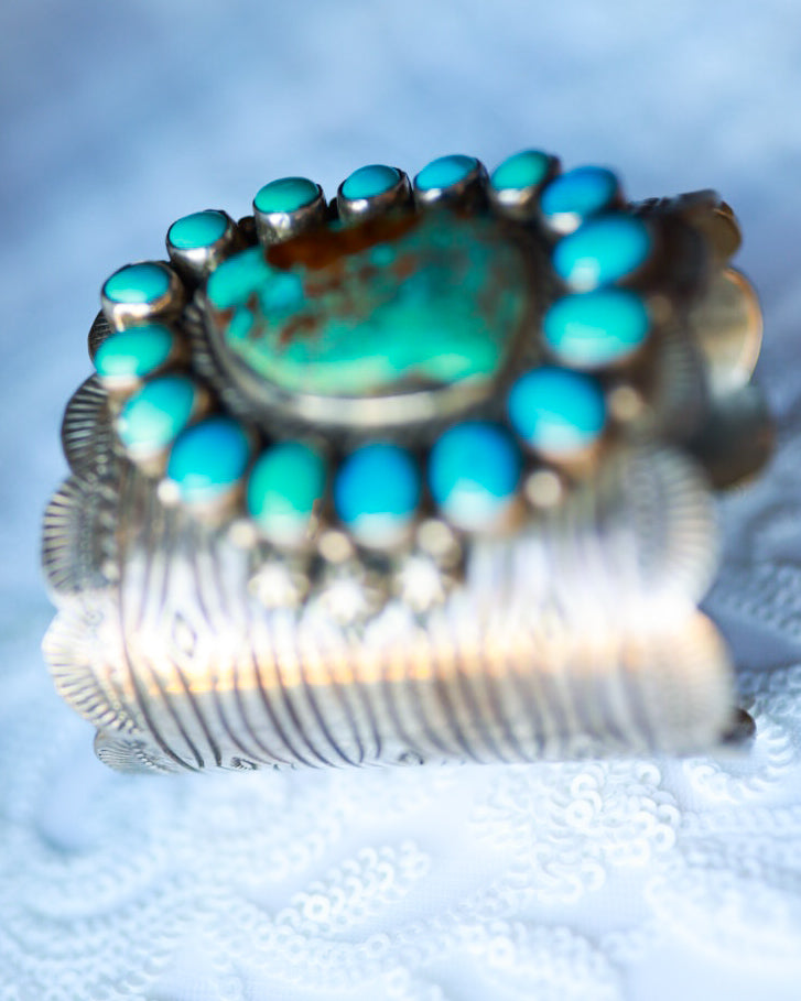 Turquoise Cluster Cuff - Smokin' Blues Turquoise