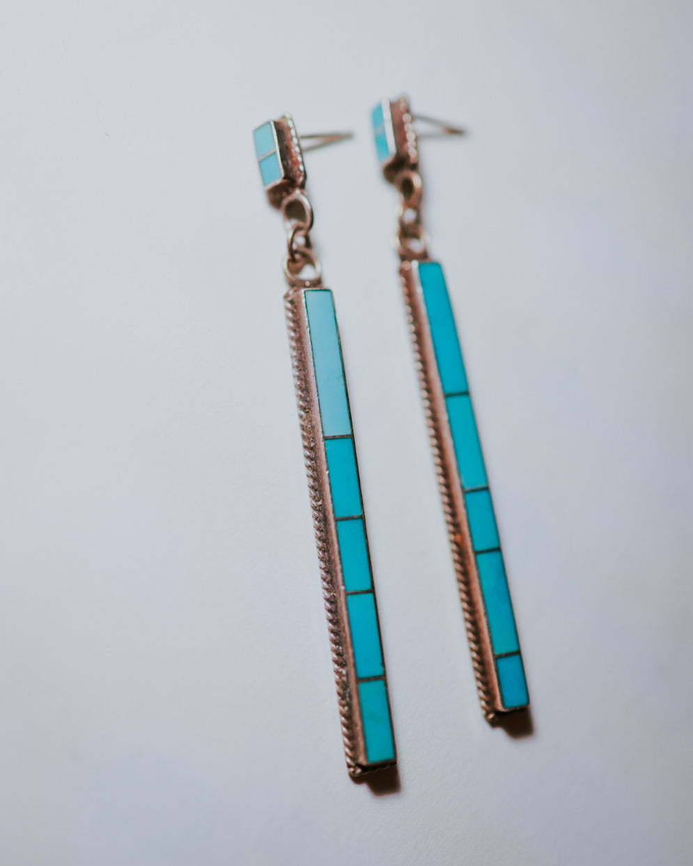 Turquoise Inlay Earrings - Smokin' Blues Turquoise