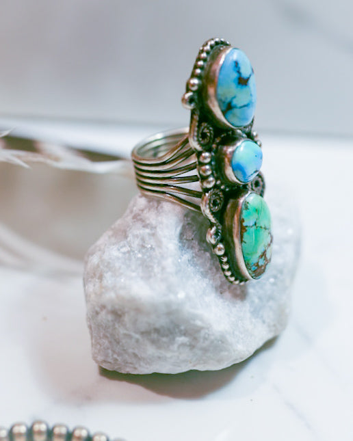 Turquoise Ring Size 8 - Smokin' Blues Turquoise