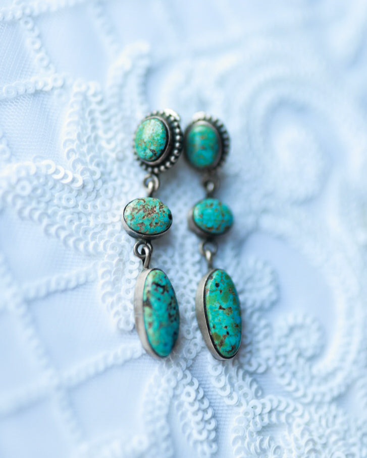 Turquoise Earrings - Smokin' Blues Turquoise