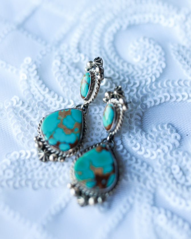 Turquoise earrings - Smokin' Blues Turquoise