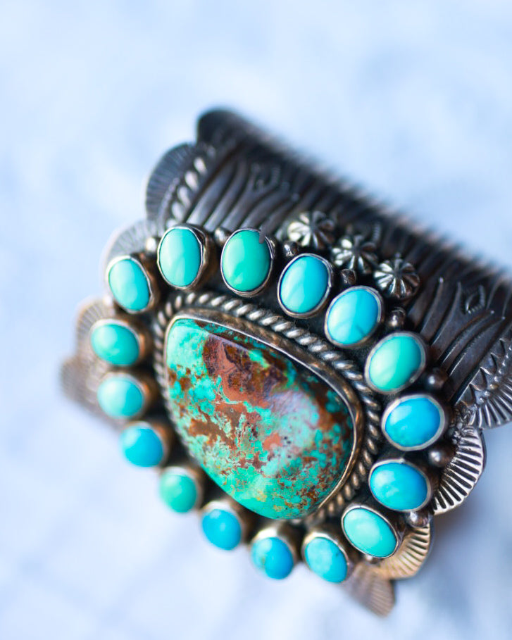 Turquoise Cluster Cuff - Smokin' Blues Turquoise