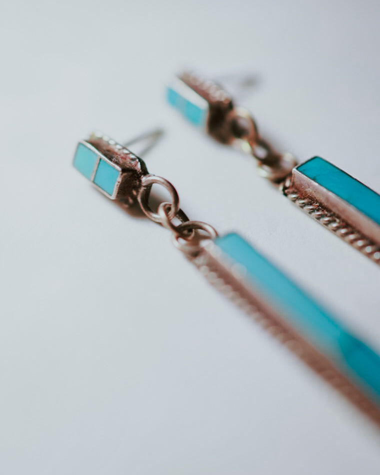 Turquoise Inlay Earrings - Smokin' Blues Turquoise