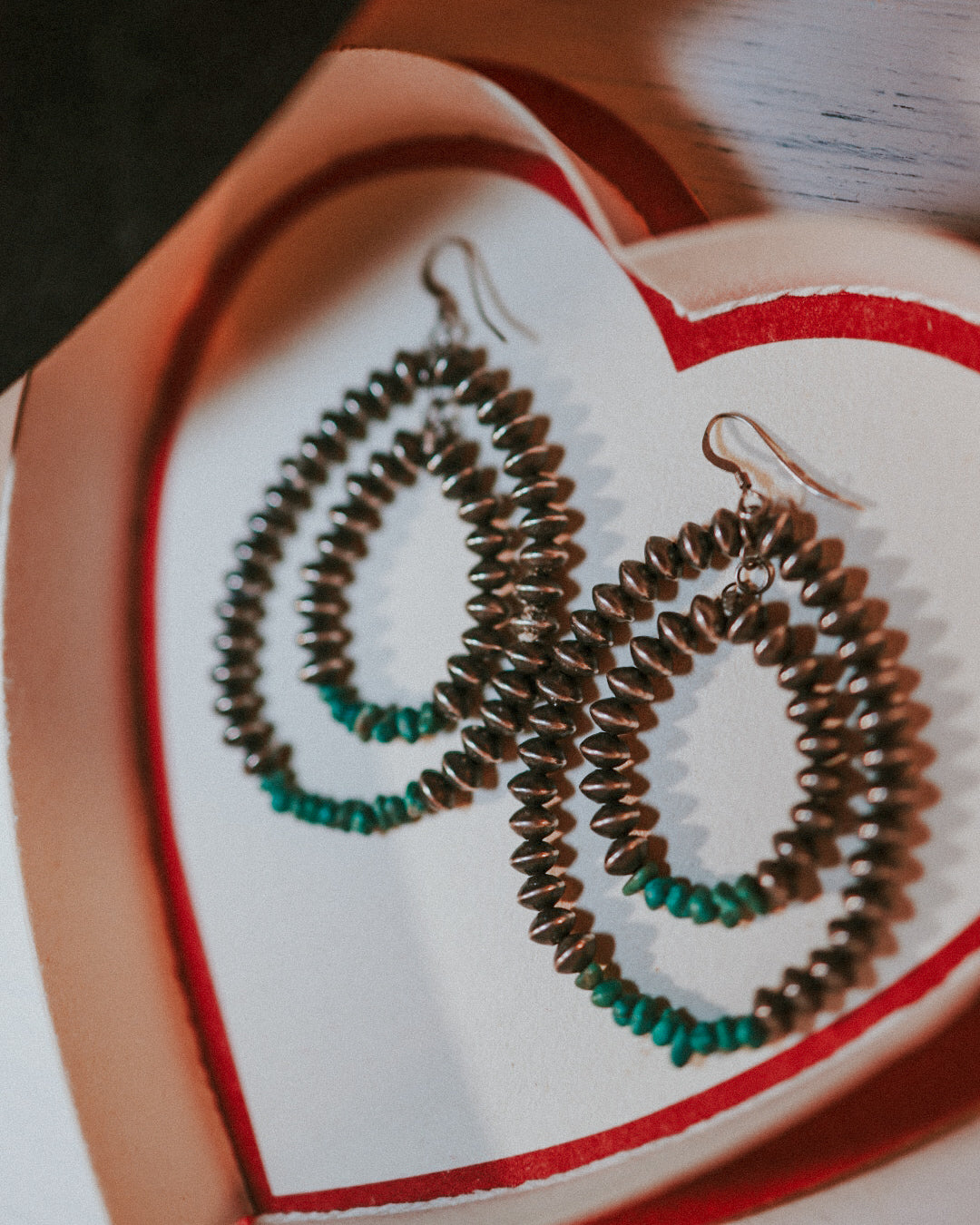 Navajo Pearl Saucer Bead Earrings - Smokin' Blues Turquoise