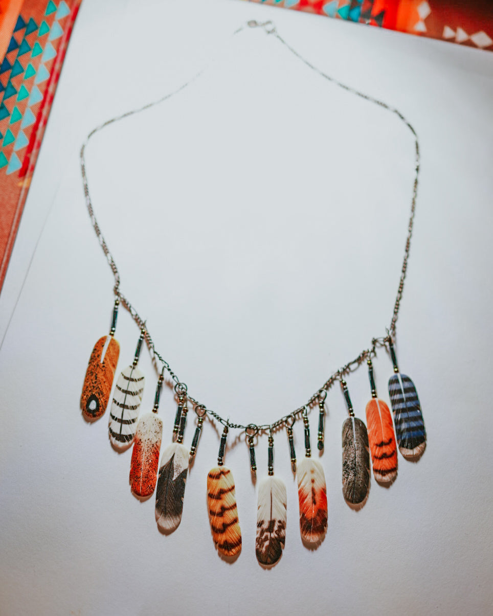 Feather Necklace - Smokin' Blues Turquoise