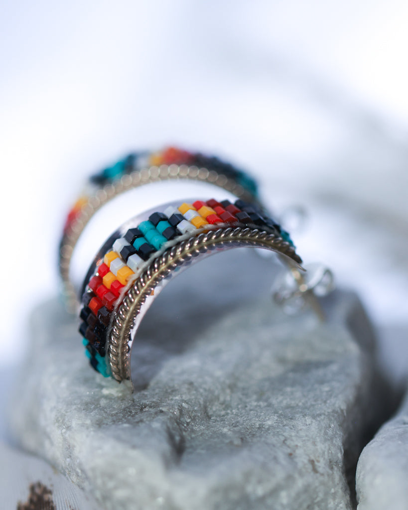 Navajo Beaded Earrings - Smokin' Blues Turquoise