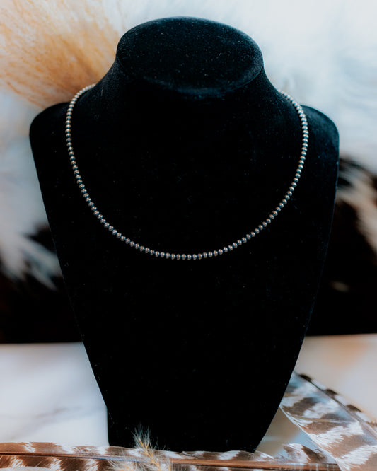 Navajo Pearl Necklace - 3MM 14" - Smokin' Blues Turquoise