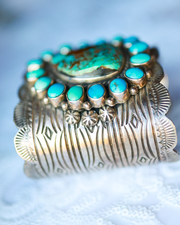 Turquoise Cluster Cuff - Smokin' Blues Turquoise