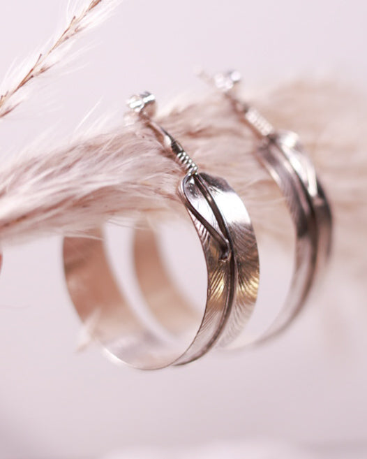 Sterling Feather Hoops