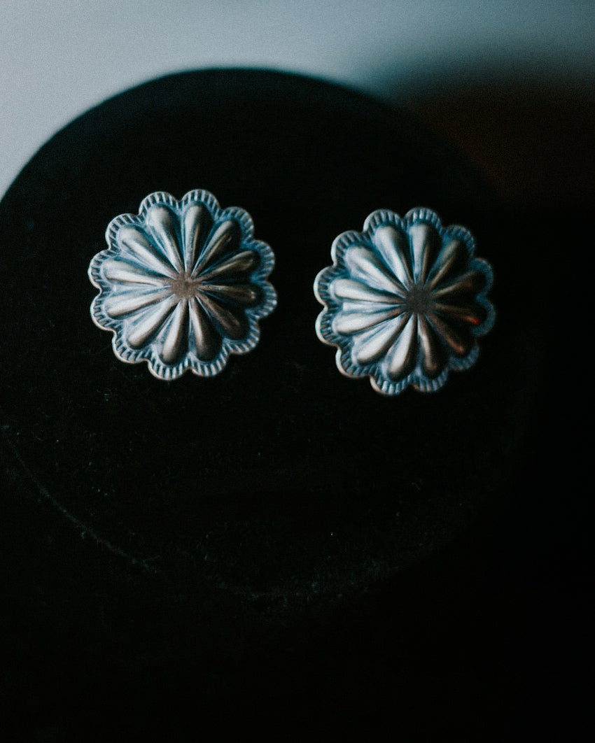 Sterling Silver Concho Earrings