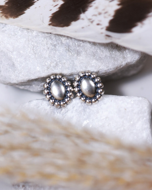 Sterling Silver Button Earrings