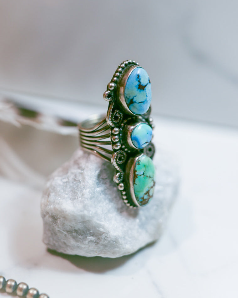 Turquoise Ring Size 8 - Smokin' Blues Turquoise