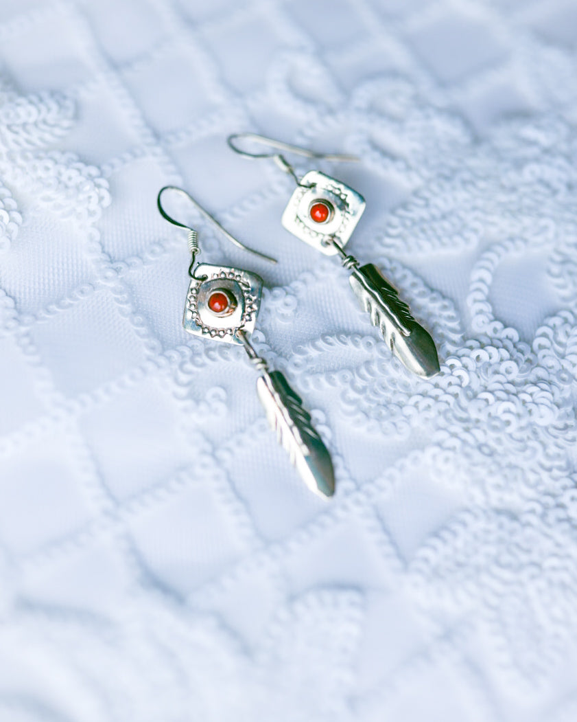 Coral Earrings - Smokin' Blues Turquoise