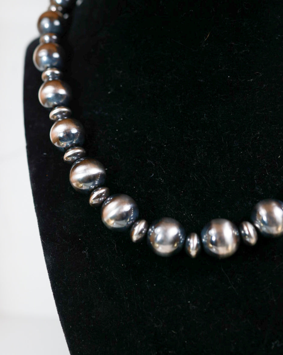 Navajo Pearl Necklace - 14MM 18” - Smokin' Blues Turquoise