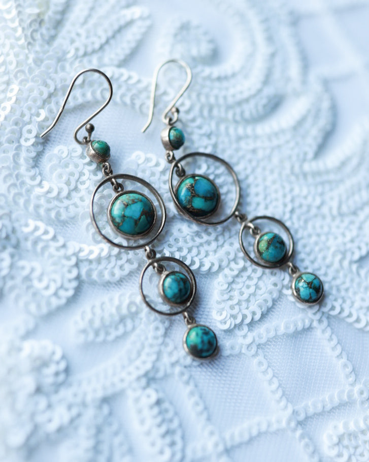 Turquoise earrings - Smokin' Blues Turquoise