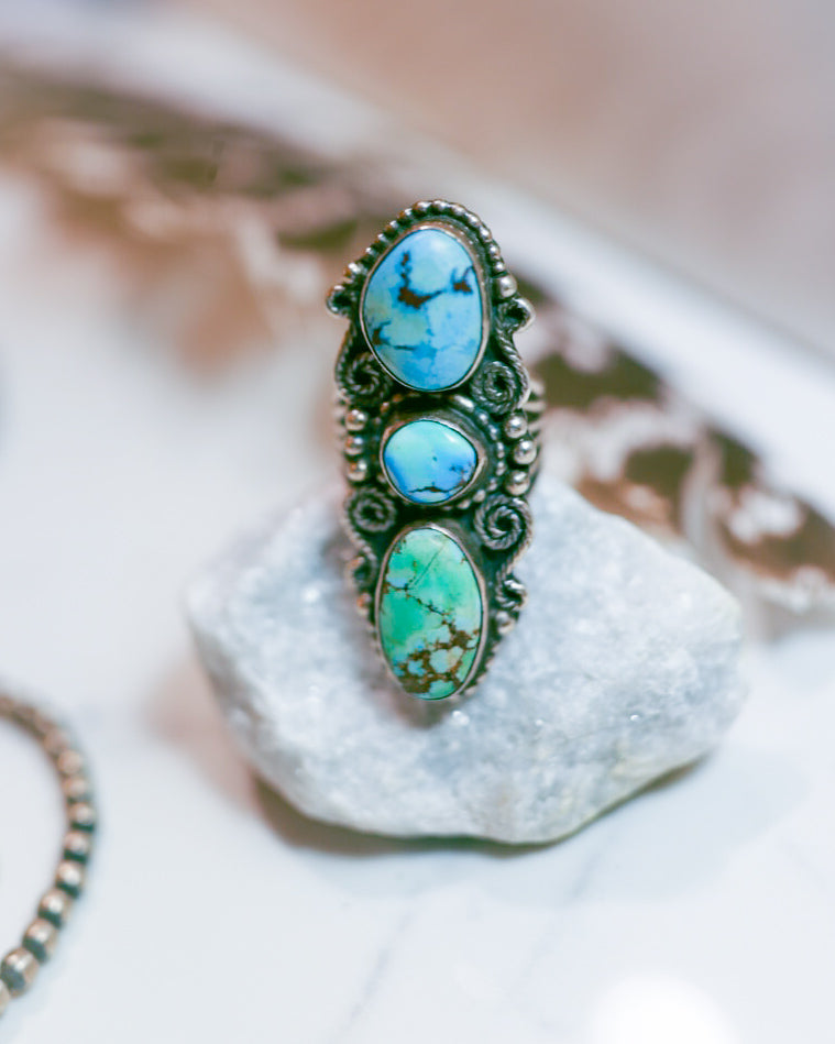 Turquoise Ring Size 8 - Smokin' Blues Turquoise