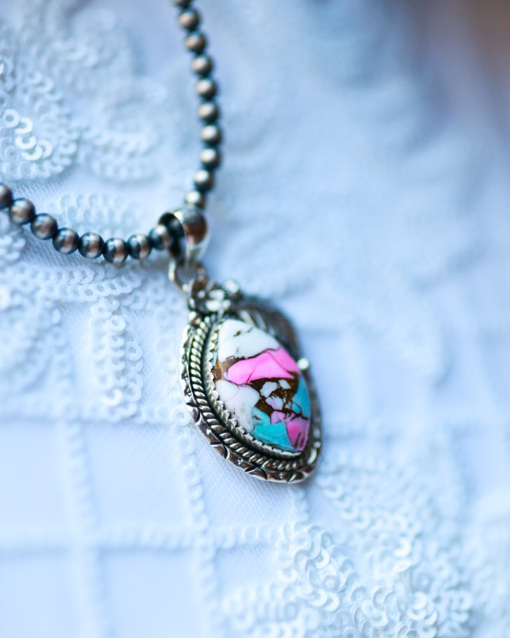 Cotton Candy Necklace - Smokin' Blues Turquoise