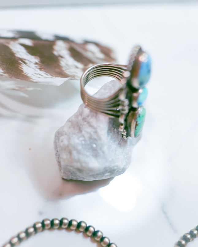 Turquoise Ring Size 8 - Smokin' Blues Turquoise