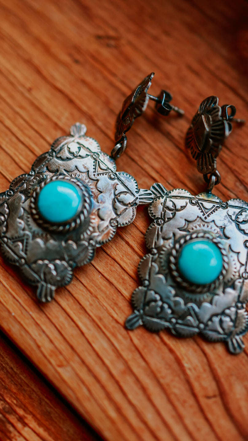 Turquoise Earrings - Smokin' Blues Turquoise
