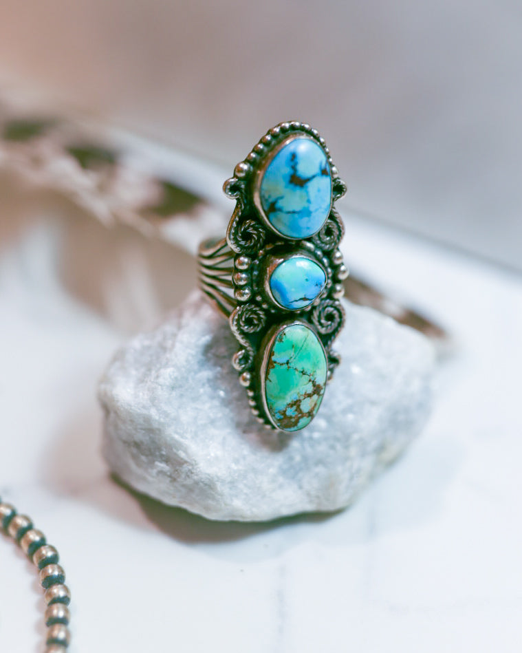 Turquoise Ring Size 8 - Smokin' Blues Turquoise