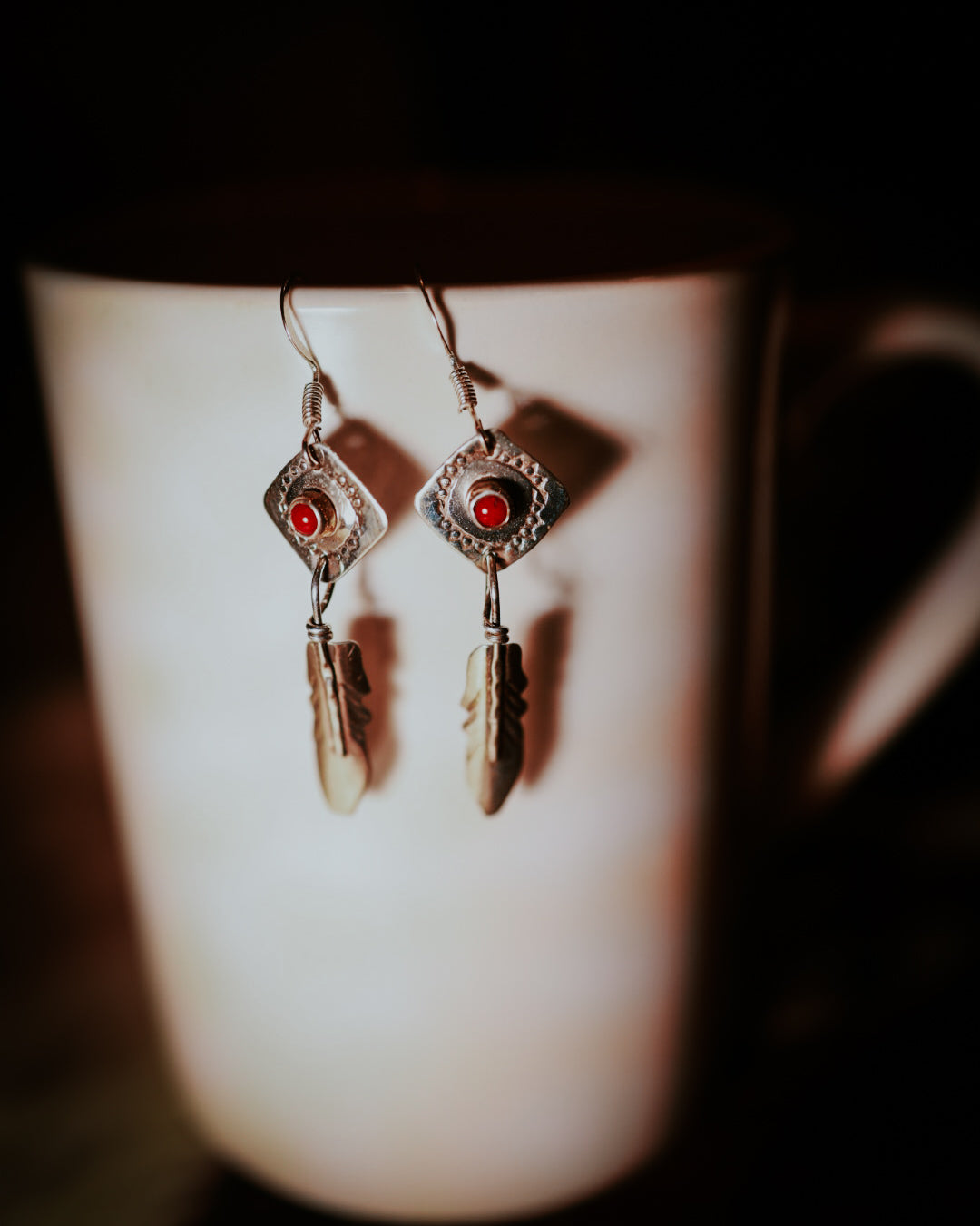 Coral Earrings - Smokin' Blues Turquoise