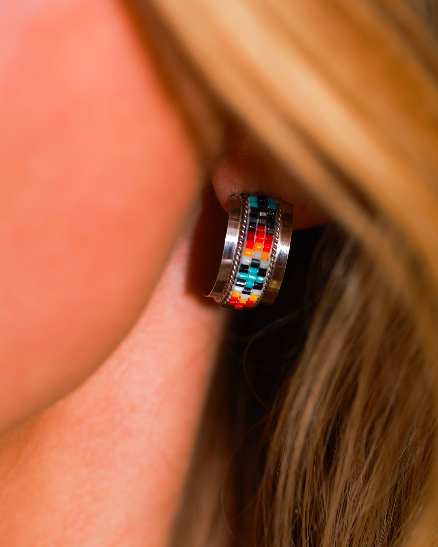 Navajo Beaded Earrings - Smokin' Blues Turquoise