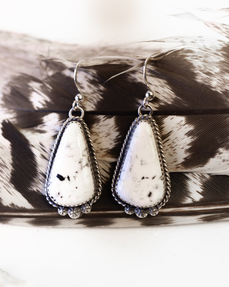 White Buffalo Earrings - Smokin' Blues Turquoise