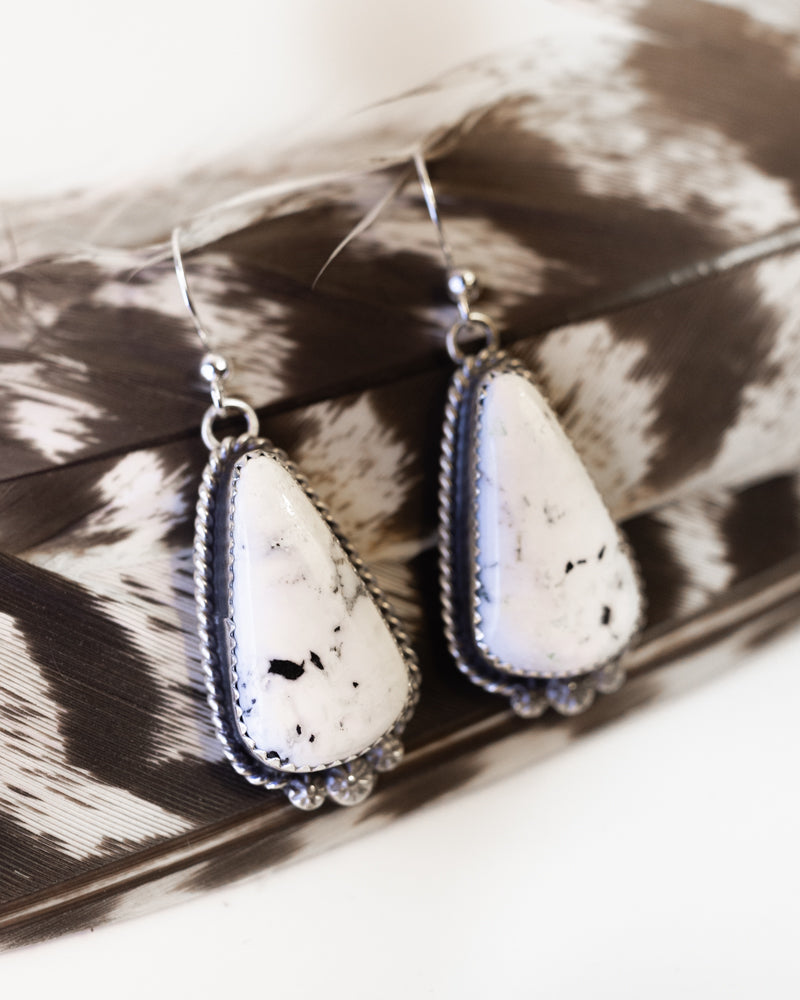 White Buffalo Earrings - Smokin' Blues Turquoise