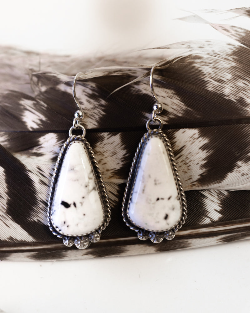 White Buffalo Earrings - Smokin' Blues Turquoise