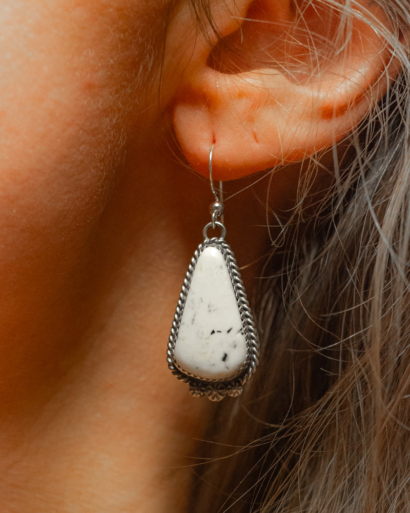 White Buffalo Earrings - Smokin' Blues Turquoise