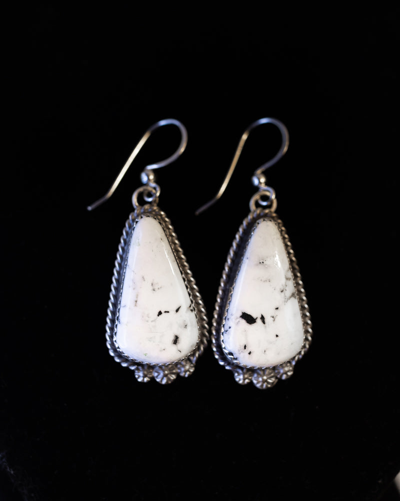 White Buffalo Earrings - Smokin' Blues Turquoise
