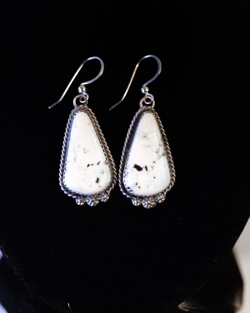 White Buffalo Earrings - Smokin' Blues Turquoise