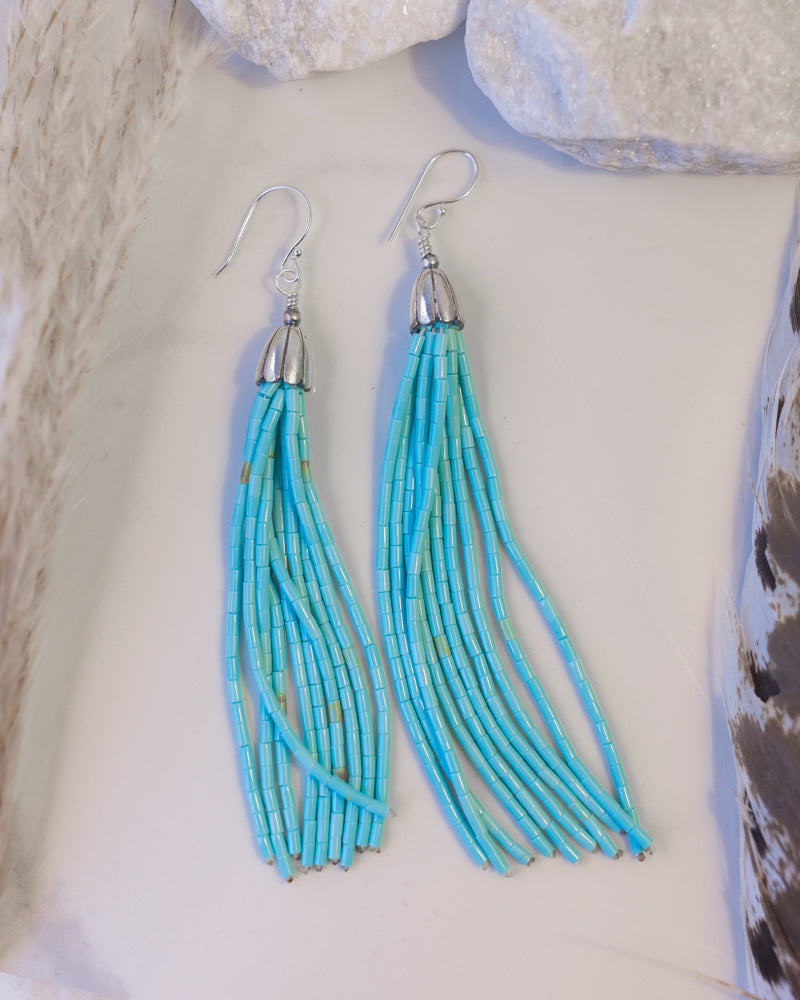 Turquoise Bead Earrings - Smokin' Blues Turquoise