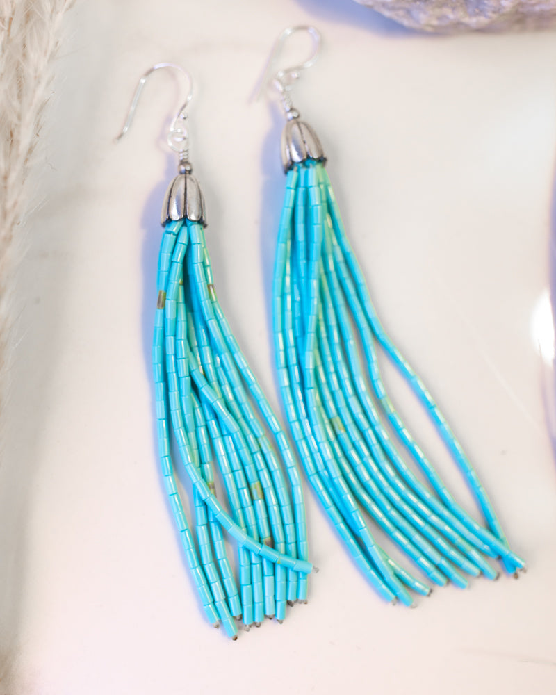 Turquoise Bead Earrings - Smokin' Blues Turquoise