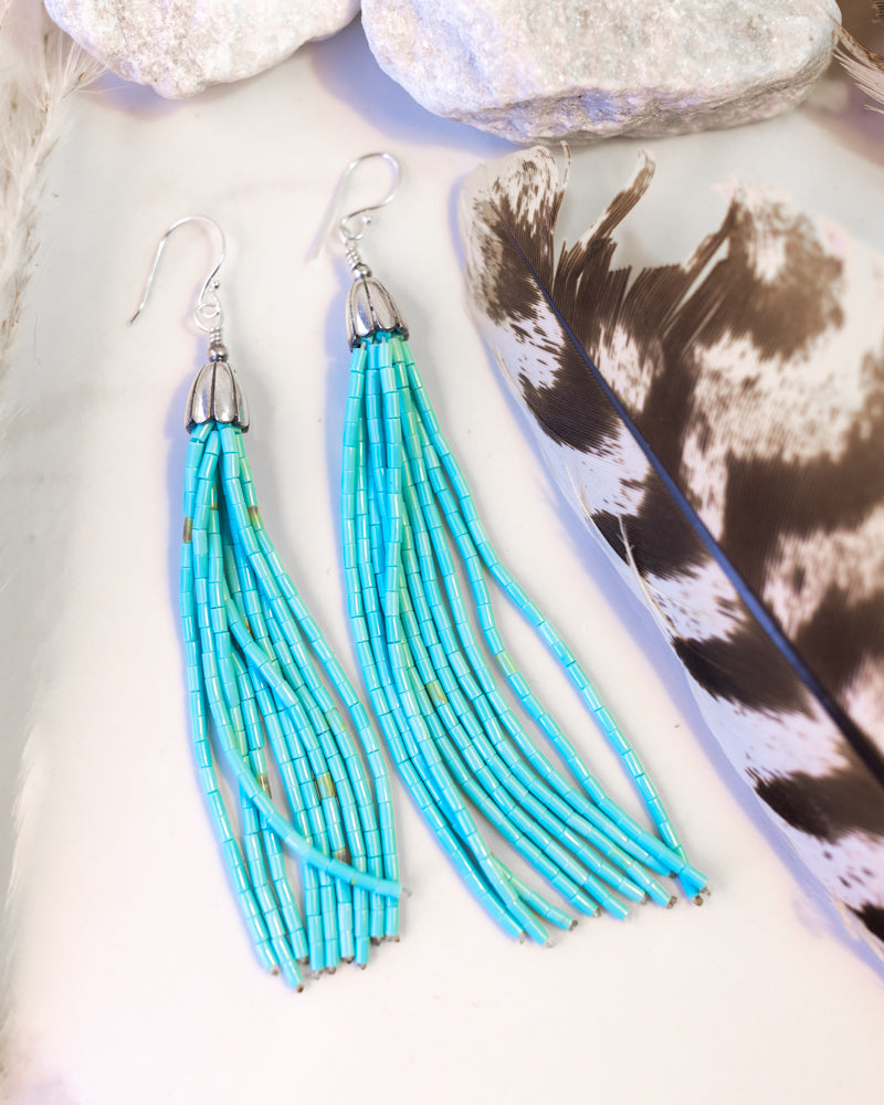 Turquoise Bead Earrings - Smokin' Blues Turquoise