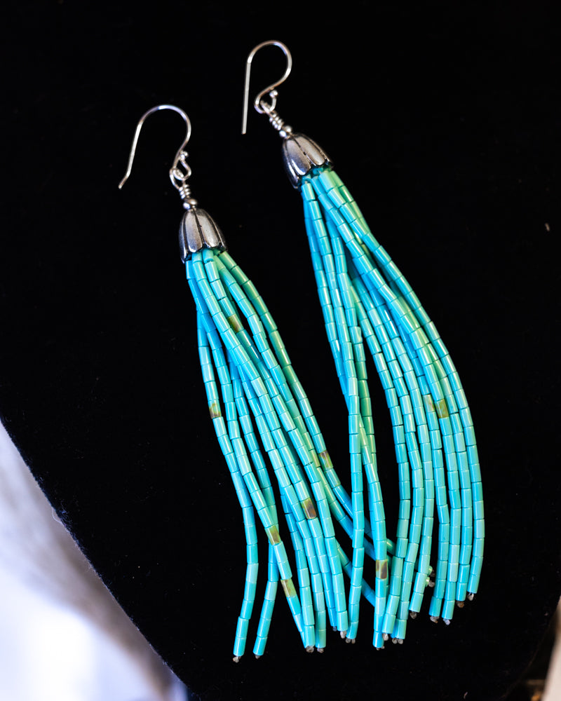 Turquoise Bead Earrings - Smokin' Blues Turquoise