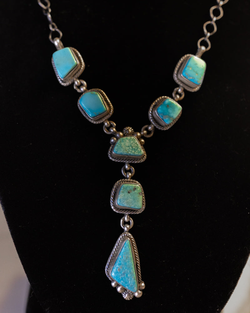 Authentic Turquoise Necklace and Earrings Set - Smokin' Blues Turquoise