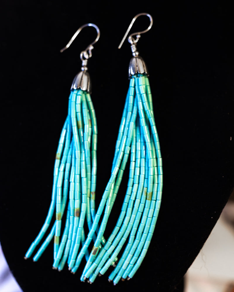 Turquoise Bead Earrings - Smokin' Blues Turquoise