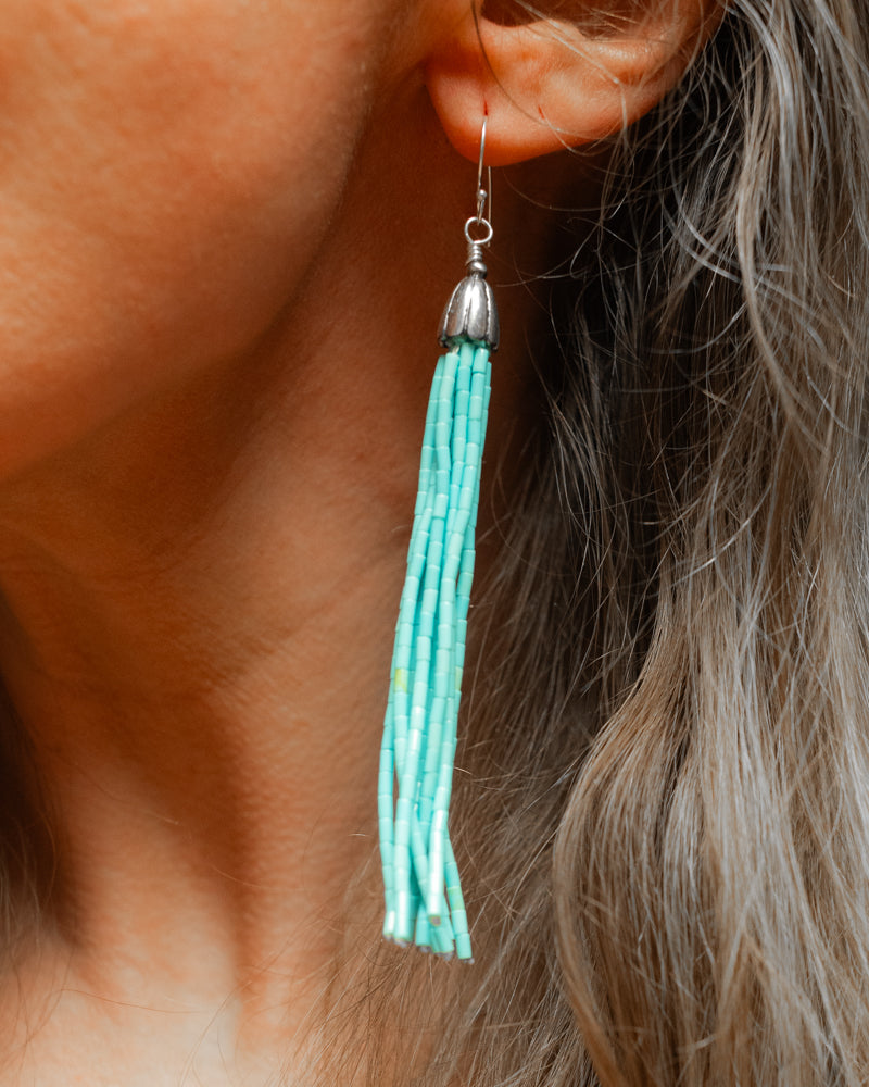 Turquoise Bead Earrings - Smokin' Blues Turquoise