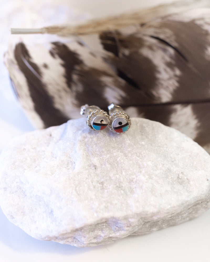Zuni Post Earrings - Smokin' Blues Turquoise