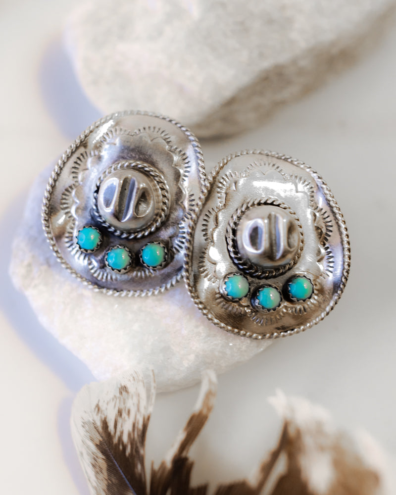 Sterling Silver Cowboy Hat Earrings - Smokin' Blues Turquoise