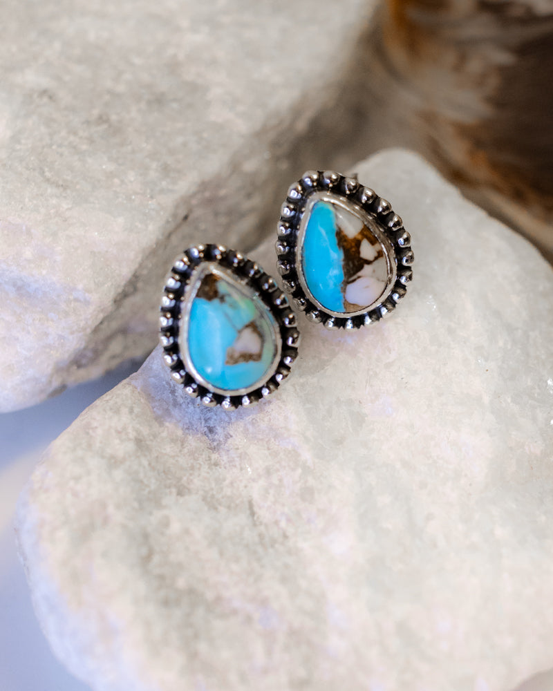 Cotton Candy Earrings - Smokin' Blues Turquoise