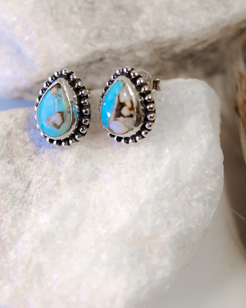 Cotton Candy Earrings - Smokin' Blues Turquoise