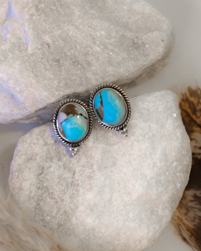 Cotton Candy Earrings - Smokin' Blues Turquoise