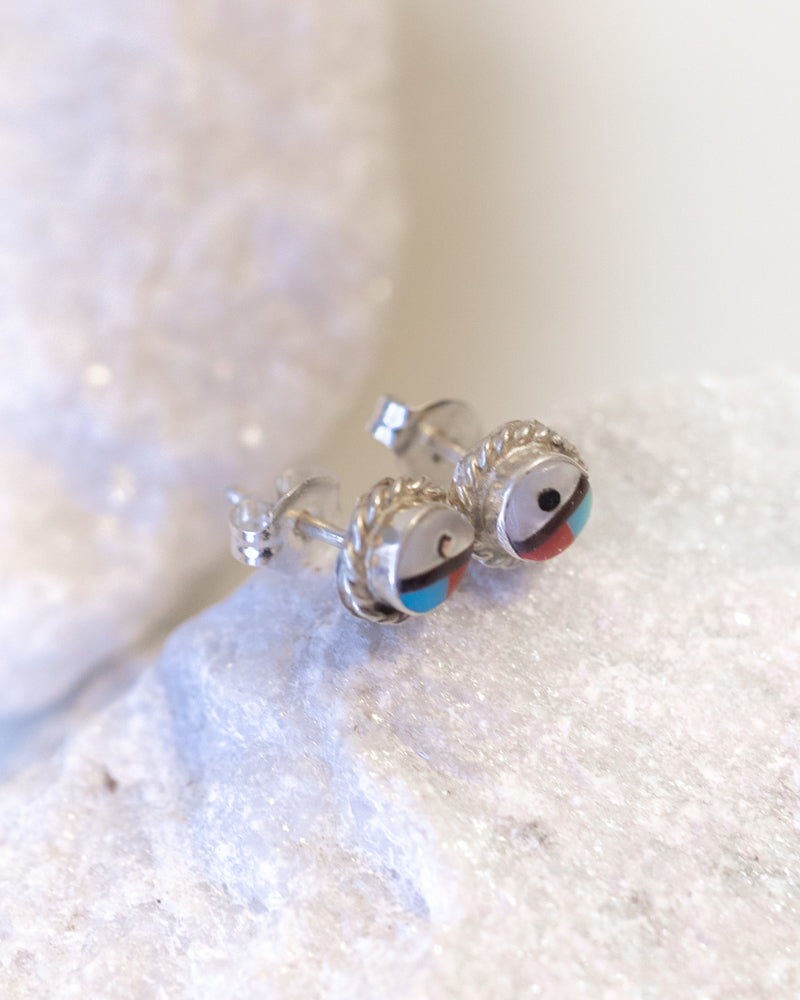 Zuni Post Earrings - Smokin' Blues Turquoise