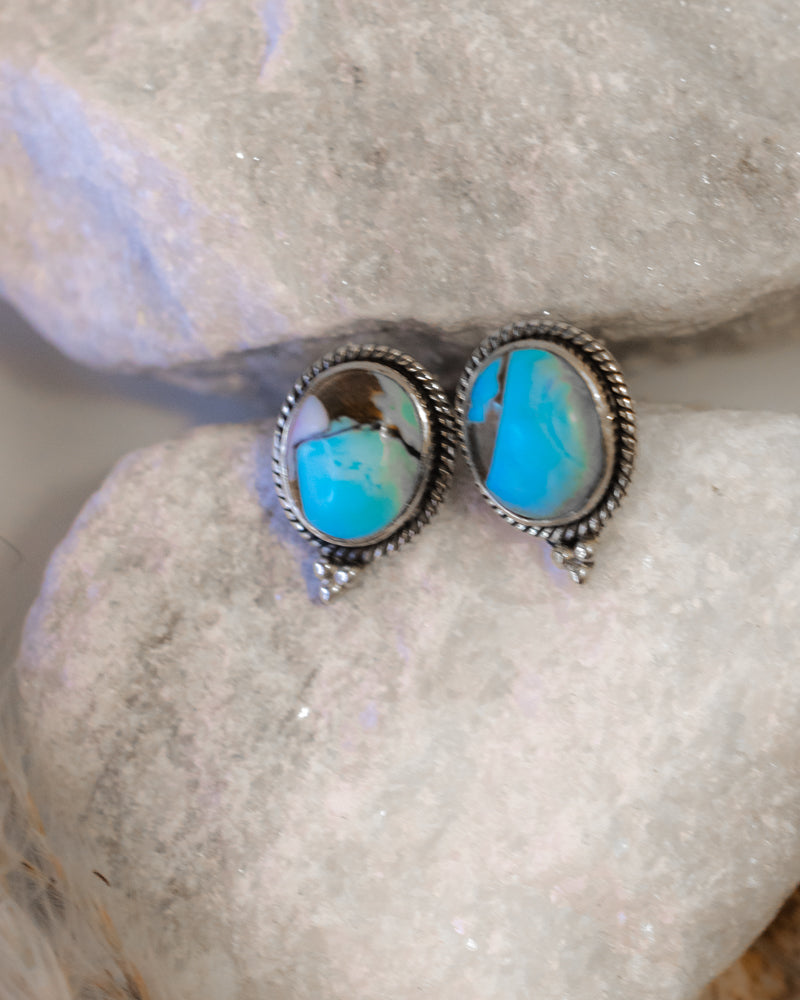 Cotton Candy Earrings - Smokin' Blues Turquoise
