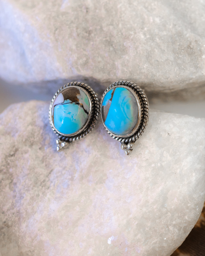 Cotton Candy Earrings - Smokin' Blues Turquoise