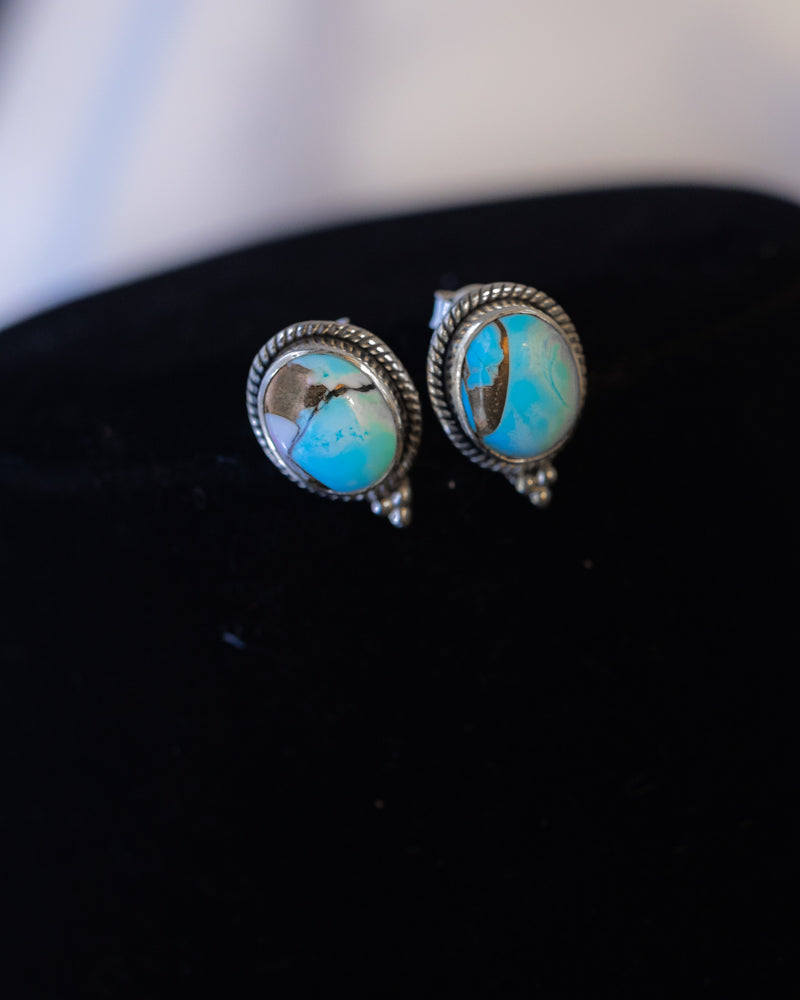 Cotton Candy Earrings - Smokin' Blues Turquoise